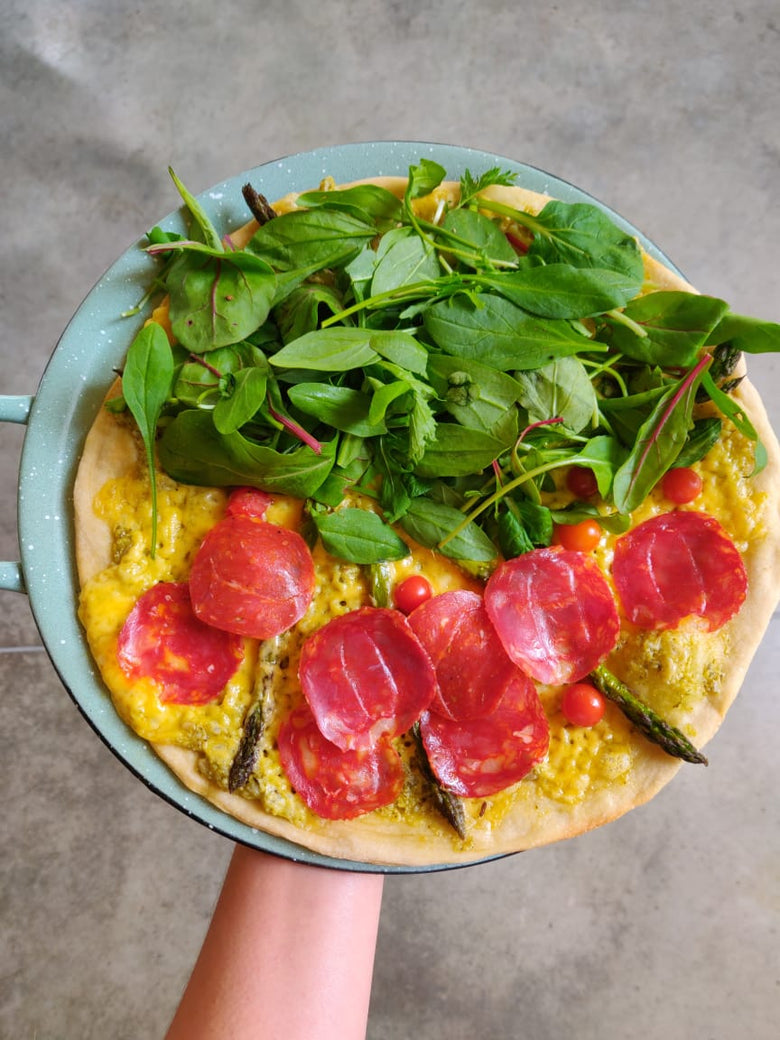 Pizza con vegetales orgánicos